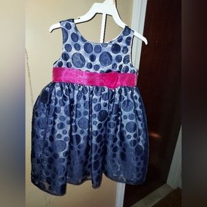 3T adorable blue polka dot party dress